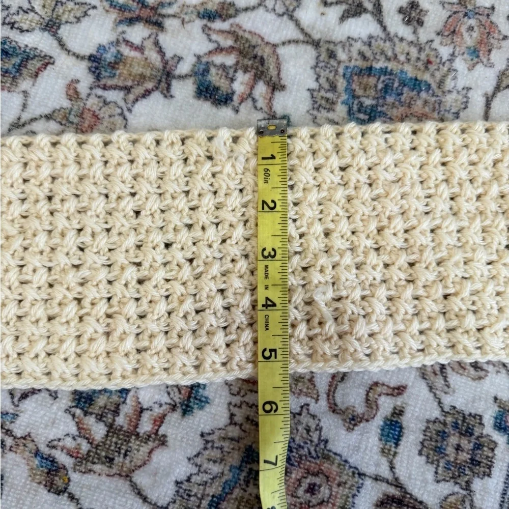 Vintage Handmade Cream Crochet Long Knit Scarf 71-73” Long Gift Wrapped